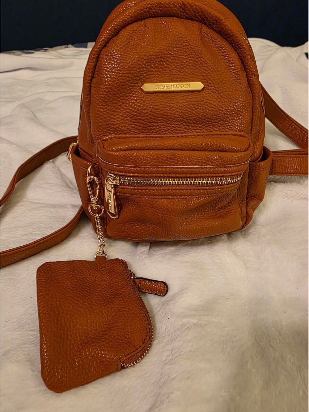 Steve Madden brown mini backpack with coin pouch